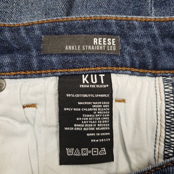 Kut from the Kloth Reese Ankle Straight Jeans Womens 4 Distressed Fray Hem Mid R - Picture 11 of 12